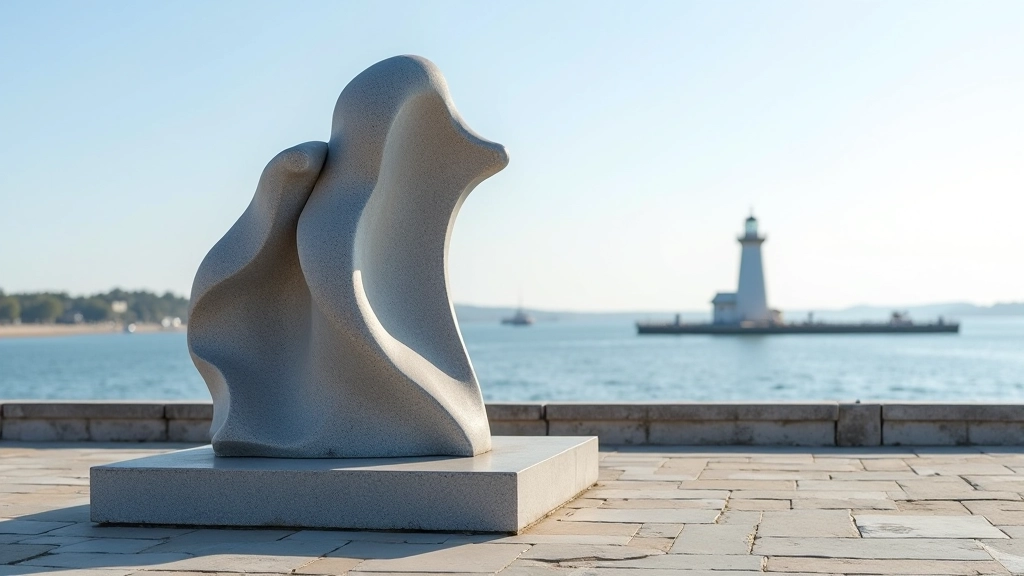 Maritime monument sculpture with abstract forms honoring sailors and seafarers